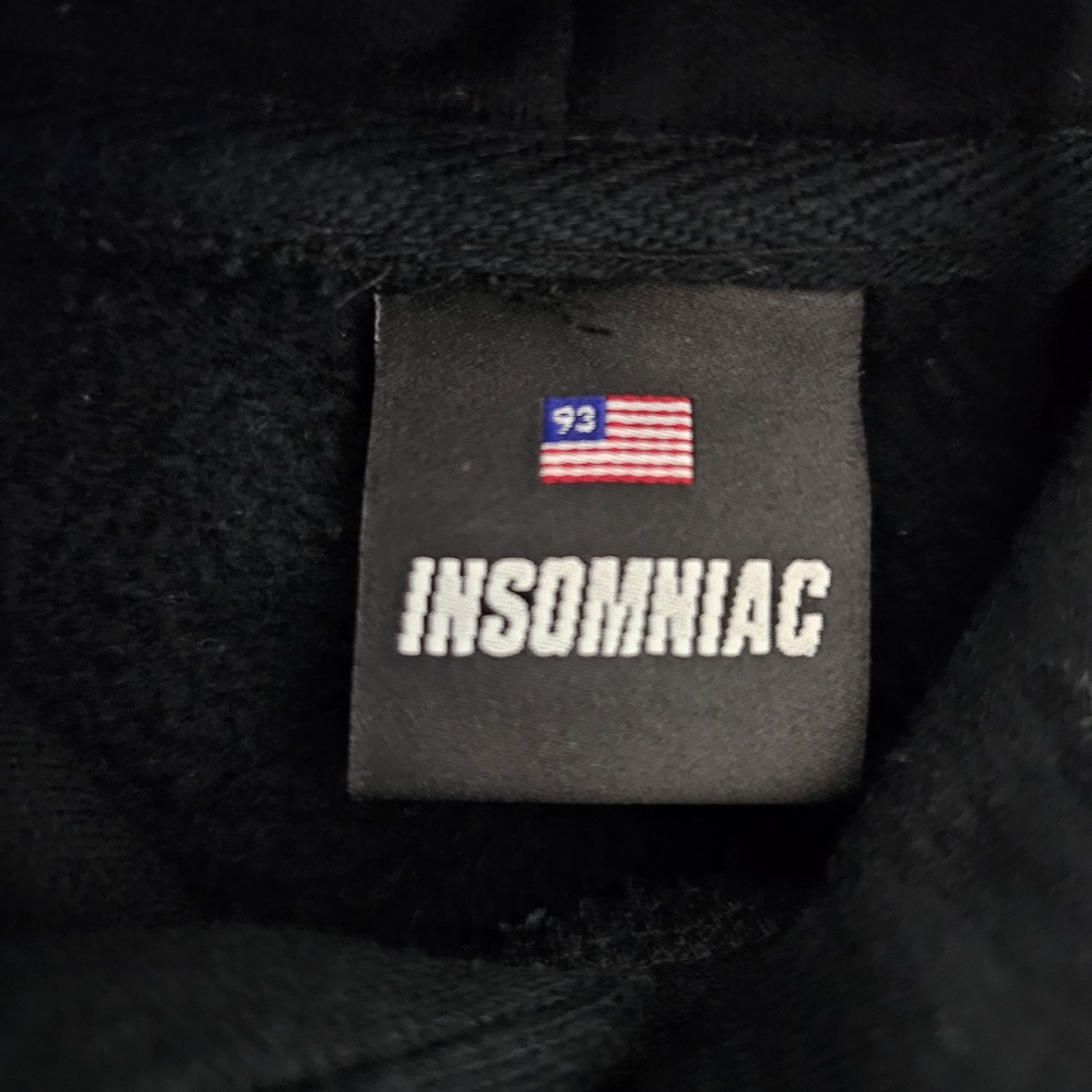Insomniac Wide Awake Hoodie Men’s Small Black Neon Green EDM Rave Pullover - Picture 4 of 7